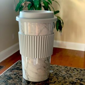 Marble plastic coffee tumbler 18oz cup white&black